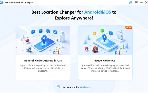 launch and select native mode fonesgo