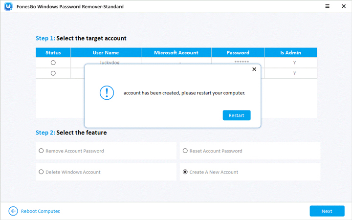 account has been created