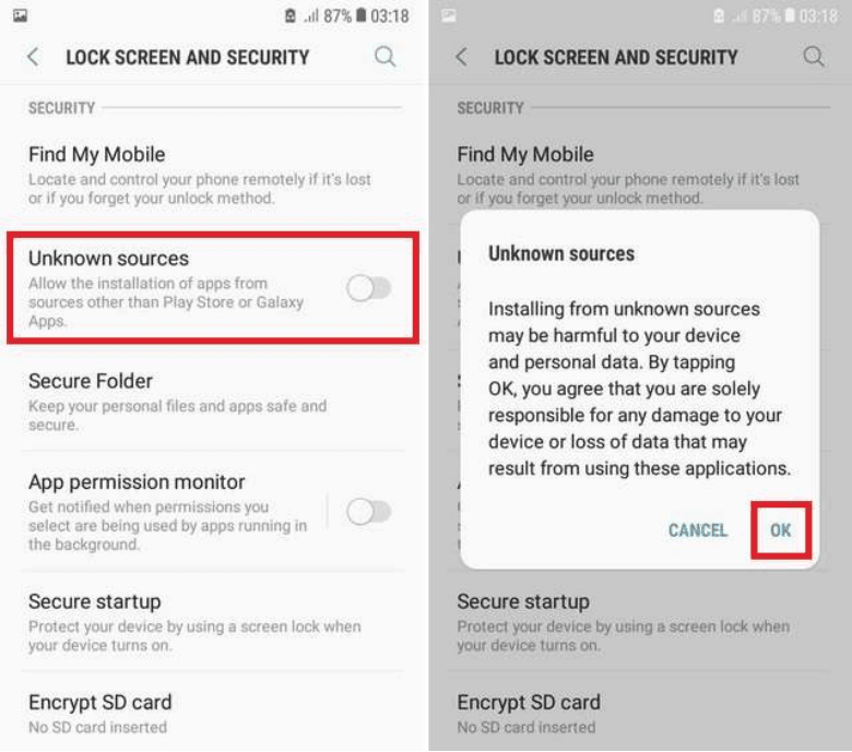 allow installation of unknown apps