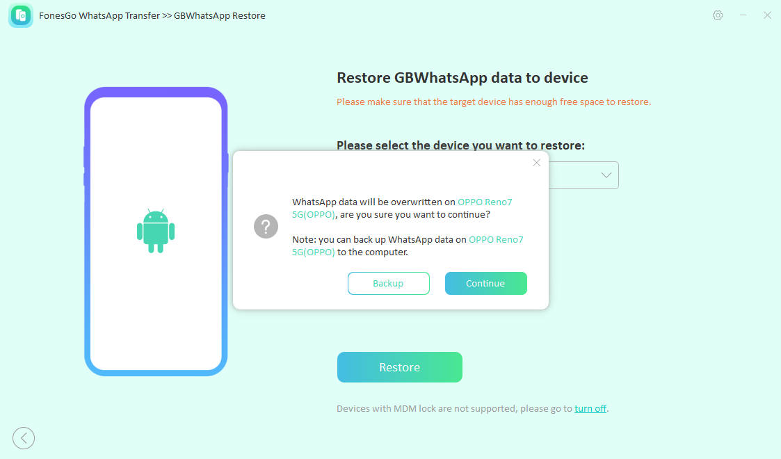 backup the data