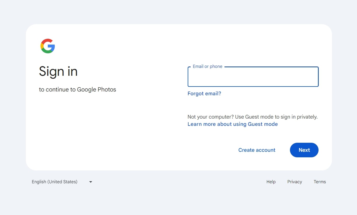 login into google account