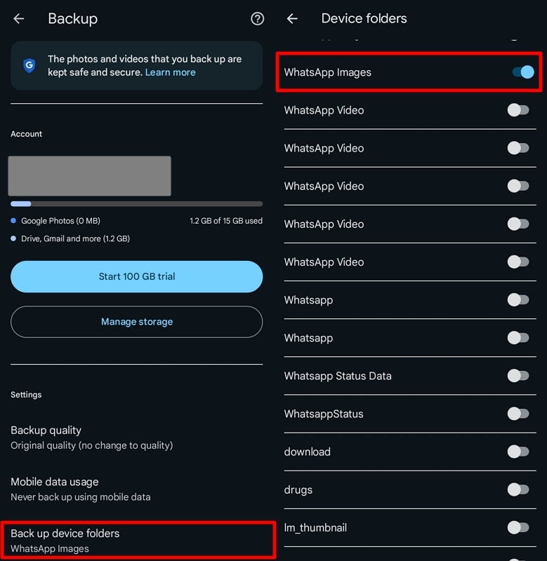 enable the whatsapp folder