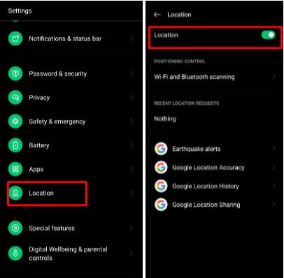 check android location settings