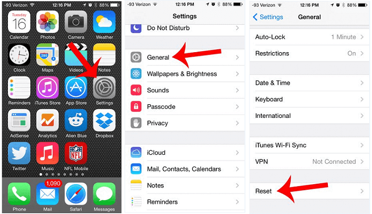 reset iphone location