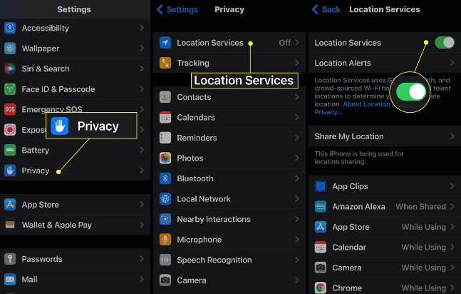 check app location setting