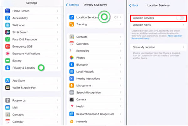 check ios location settings