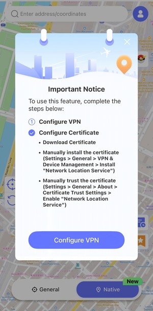 configure vpn native mode
