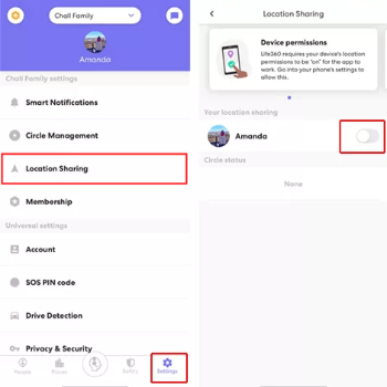 disable life360 circle