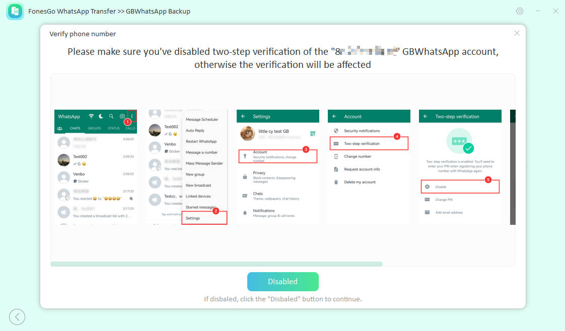disable two step verification