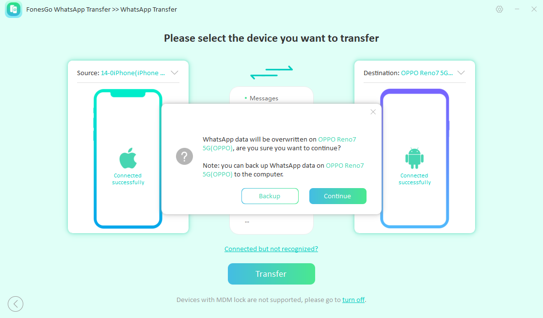 fonesgo whatsapp transfer-clicking continue