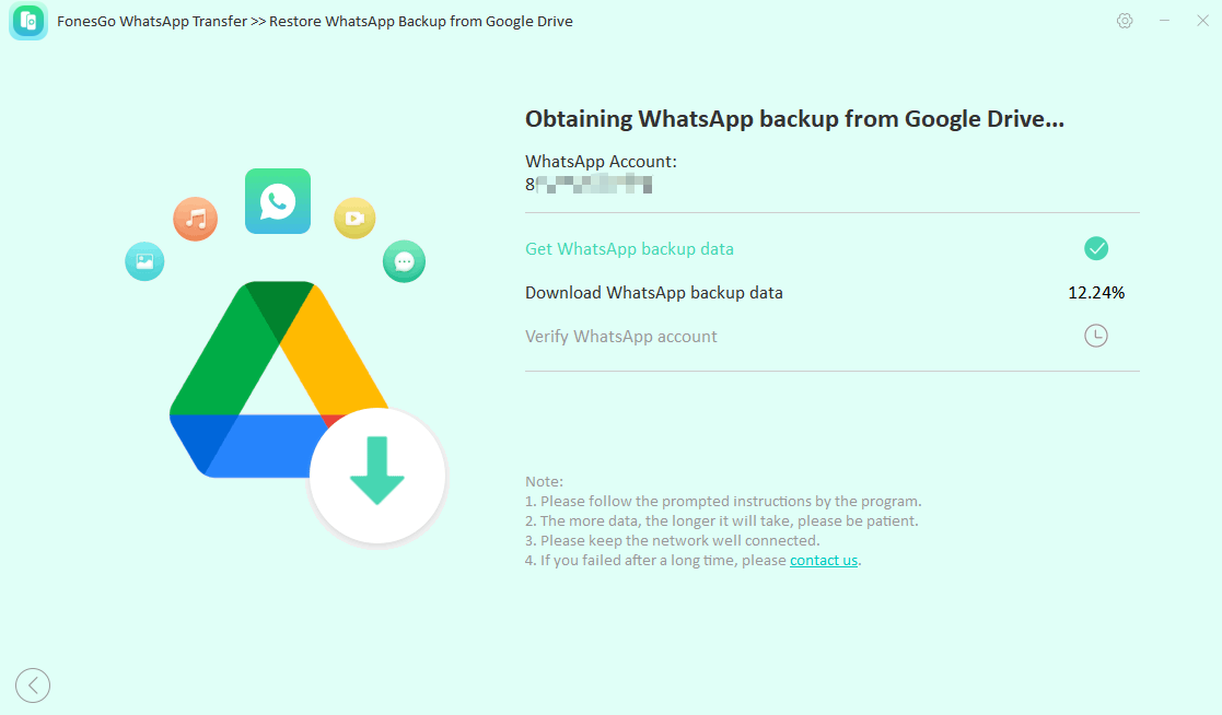 fonesgo whatsapp transfer download whatsapp data