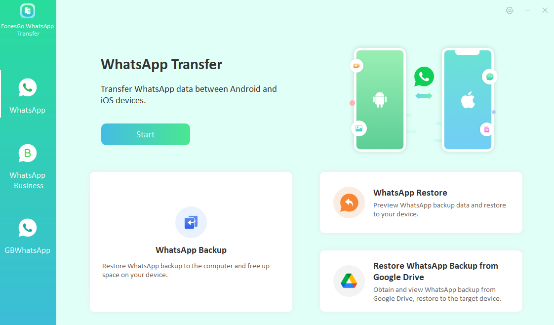 fonesgo whatsapp transfer-whatsApp restore button