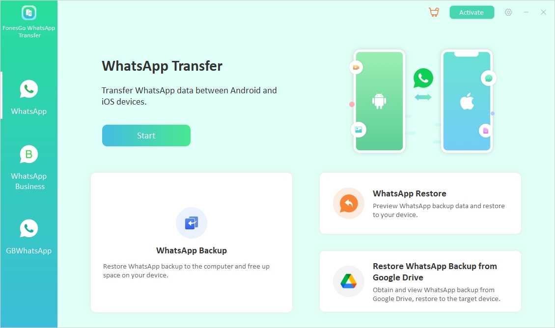 Windows 7 FonesGo WhatsApp Transfer 8.4.0 full