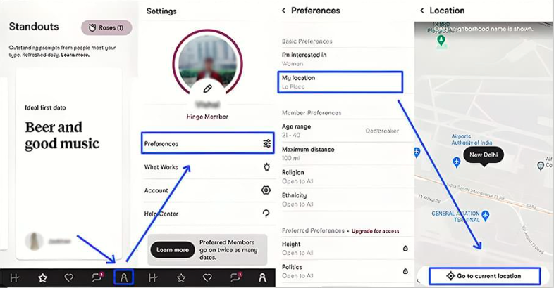 hinge location settings