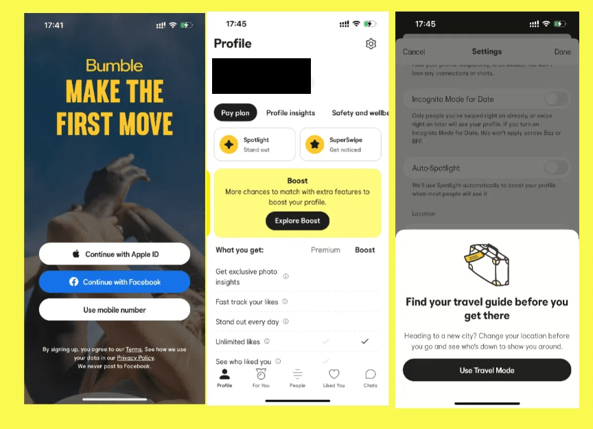 activate bumble travel mode