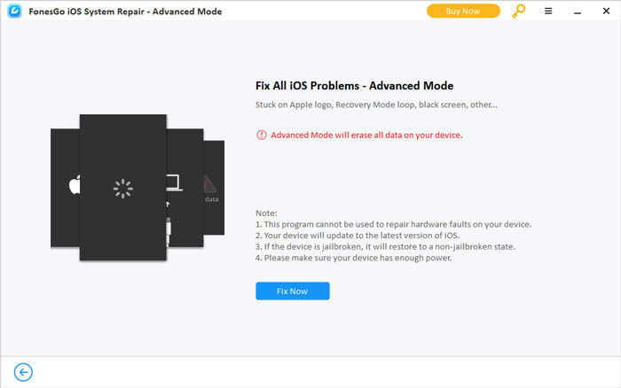 ios system repair advanced mode interface