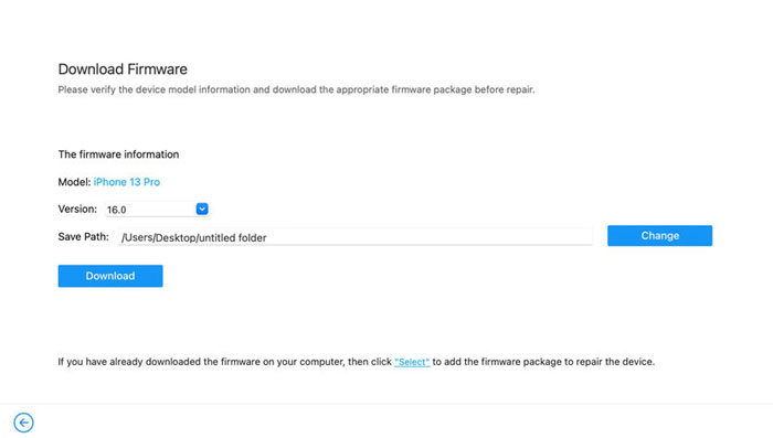 ios system repair standard mode prepare to download firmware