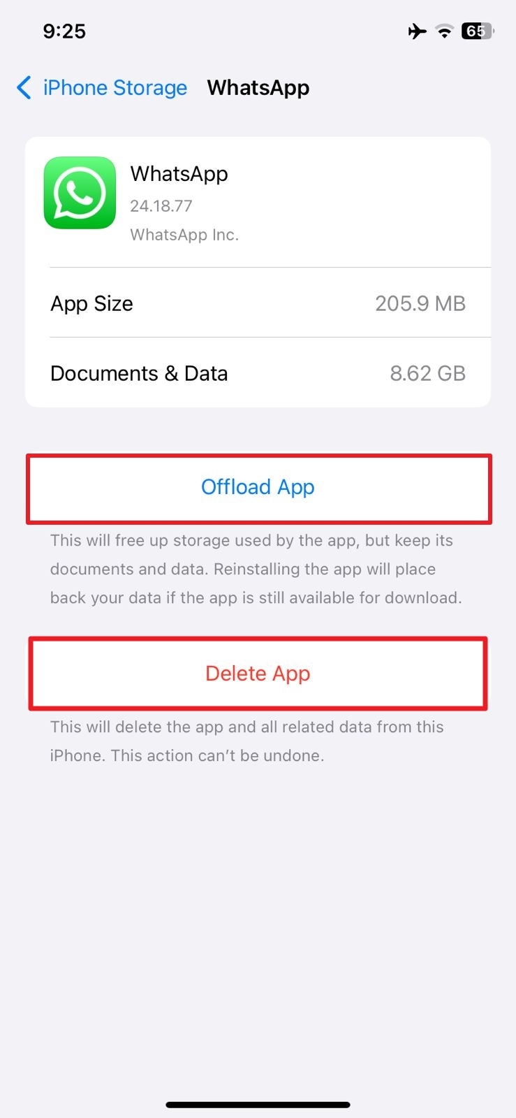 offload or delete app