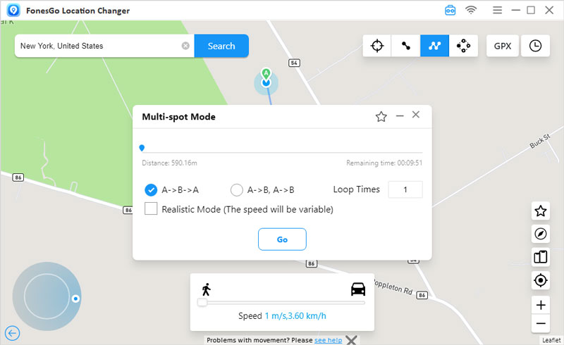 pause multi spot route fonesgo location changer