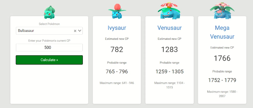 pokemon go evolution calculator