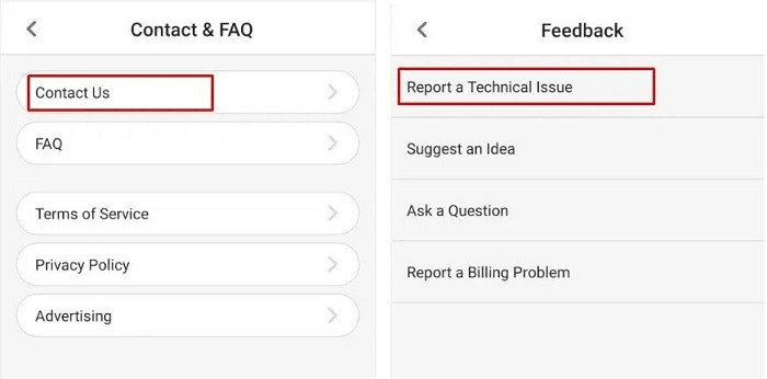 report a technical problem