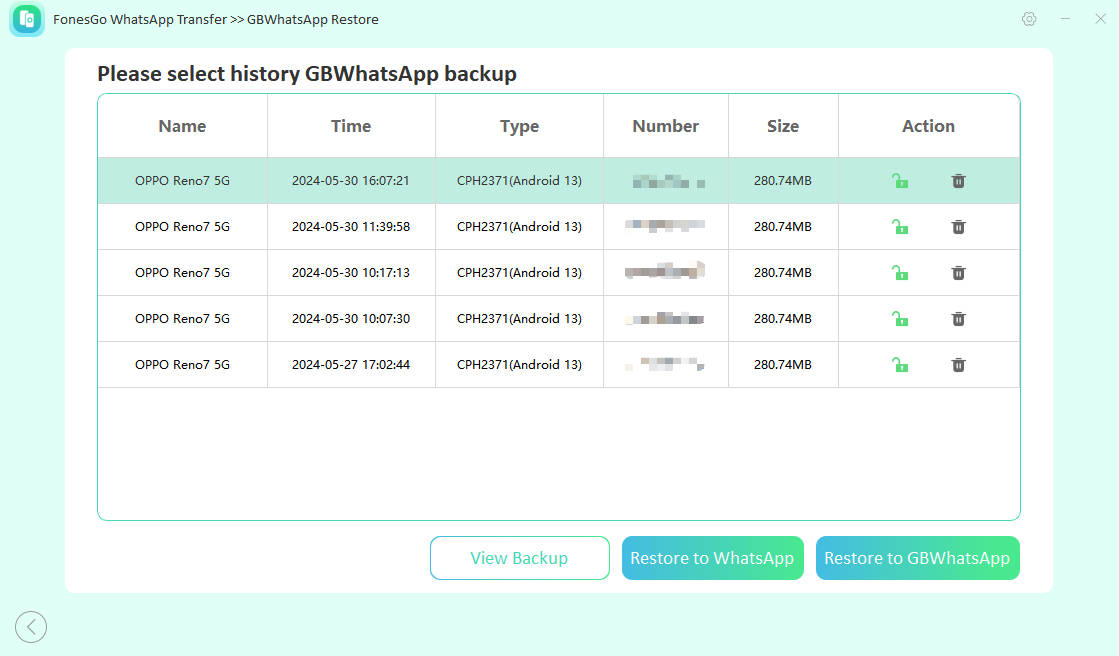 select backup