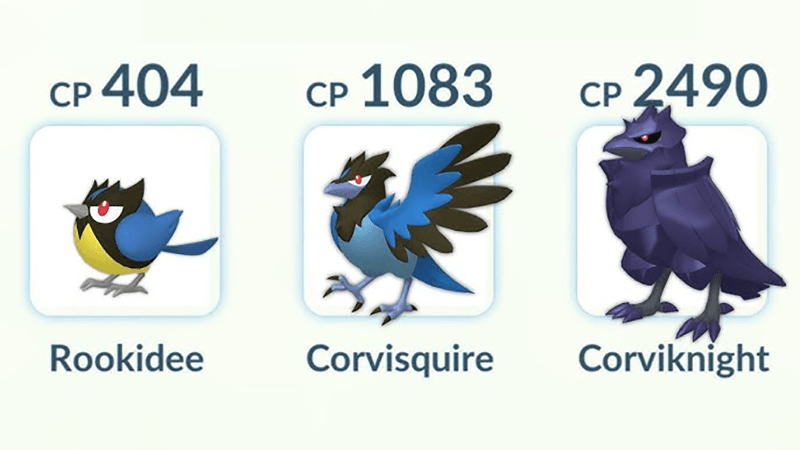 rookidee corvisquire corviknight evolution line