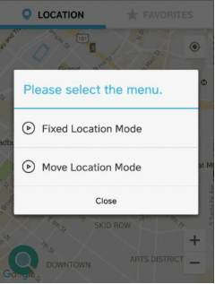select the mode of location spoofing
