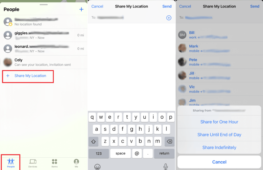 share different location on find my friends