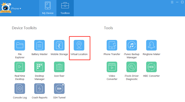 spoof location with itools
