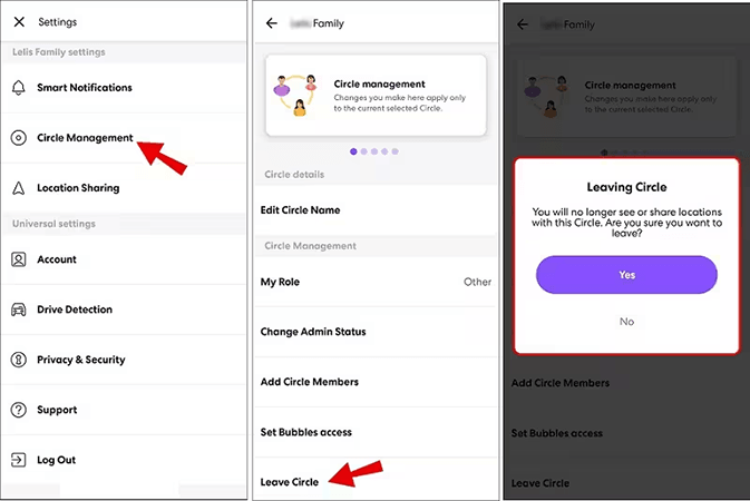 Step to leave a circle on Life360