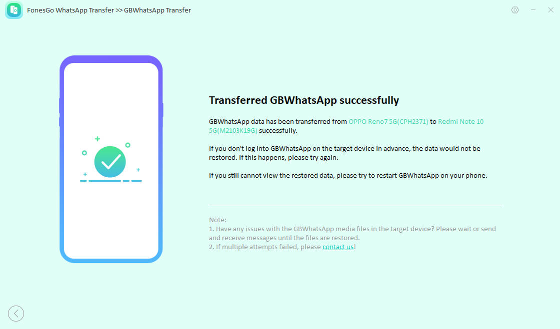 successfully transfer gbwa to gbwa
