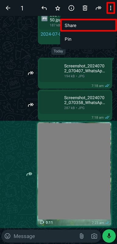 tap the share option
