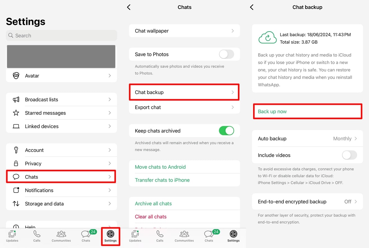 backup whatsapp to icloud