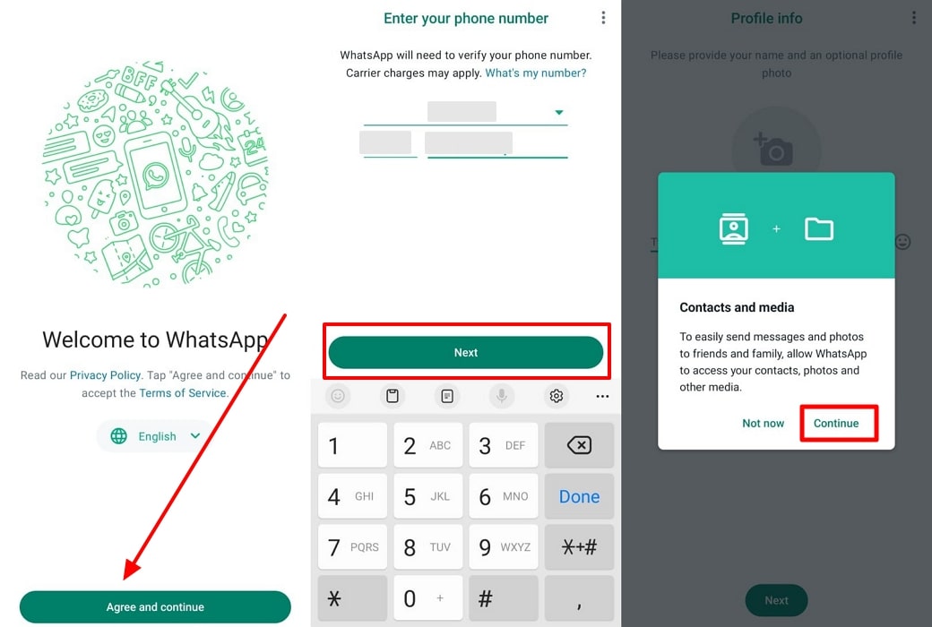 login into whatsapp account