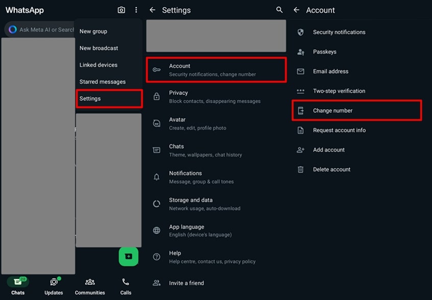 open change number settings in android