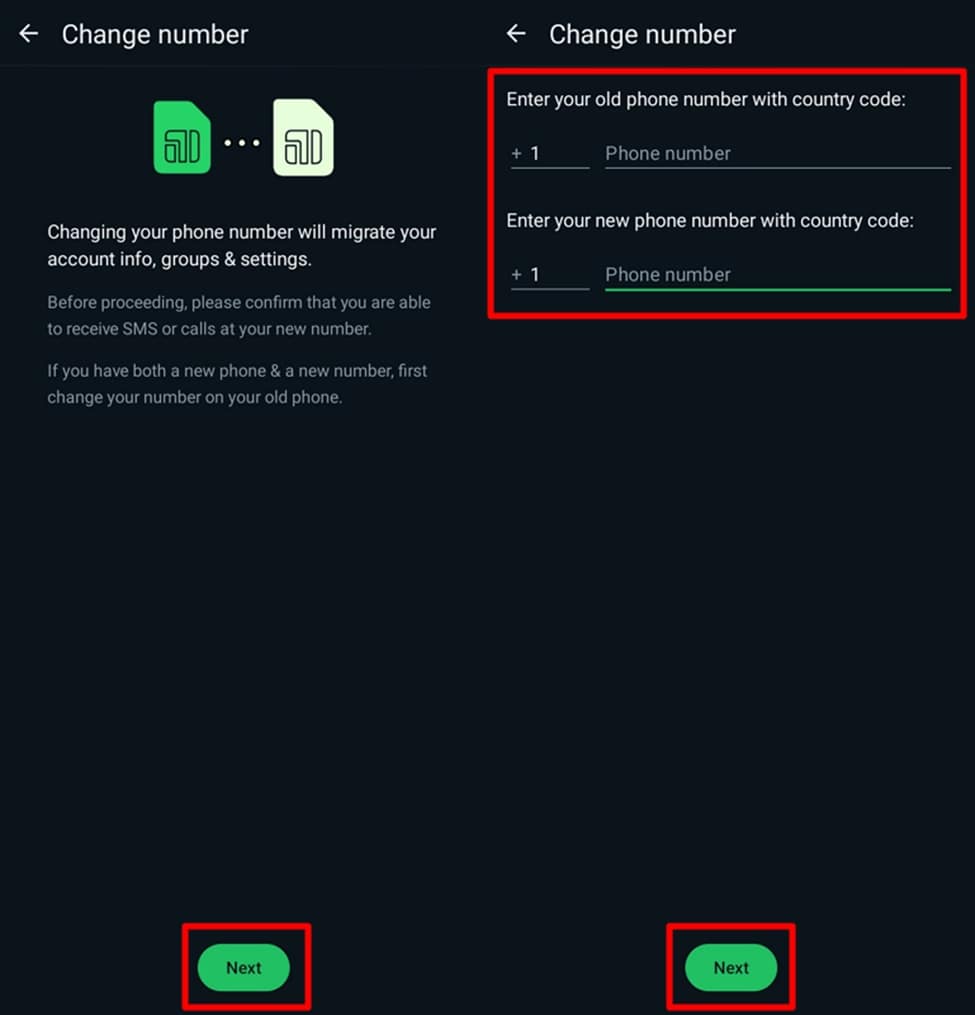 change number on android
