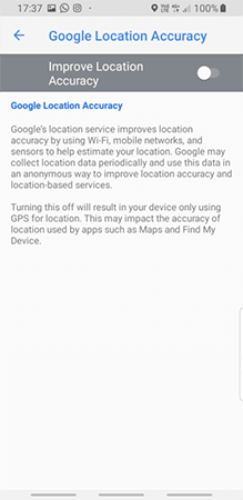 Turn off Google location accuracy