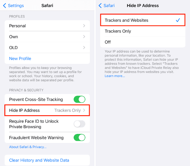 turn off hide ip address