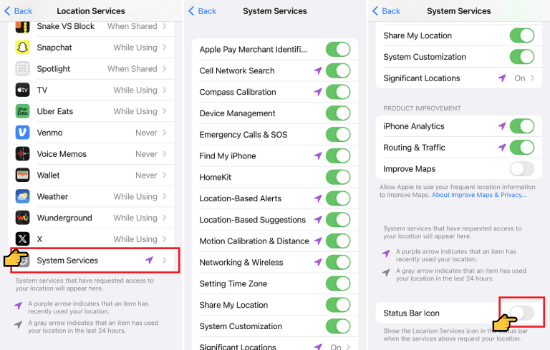 turn off location services