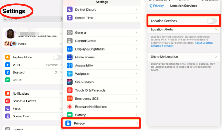 turn off location services