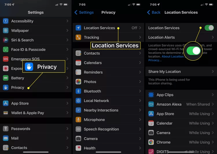 turn off location services