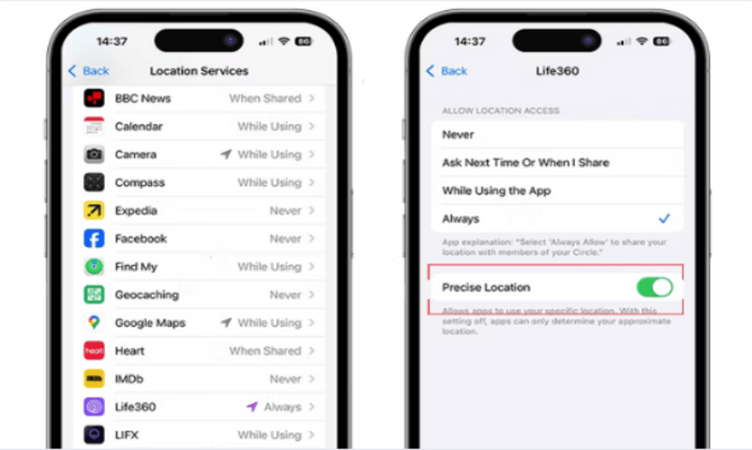 Turn off precise location on iPhone