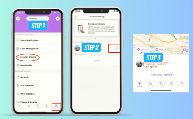 turning off life360 location sharing