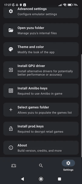 yuzu emulator android settings